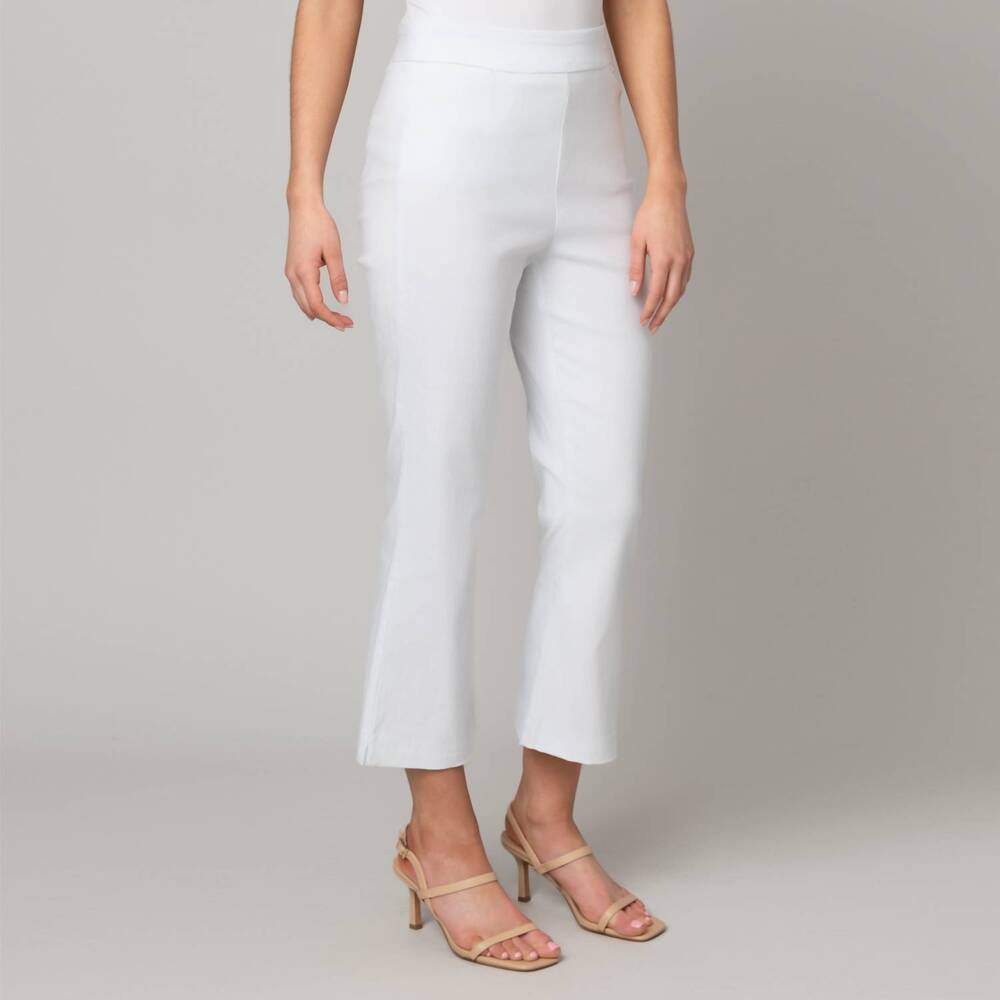 NEW PINE stretch flare crop pants in white